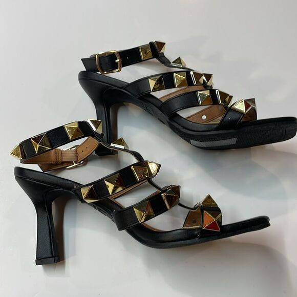 Nicole Miller New York Black Studded Strappy Block Heel Sandals Women’s Sz 8 - Picture 7 of 10